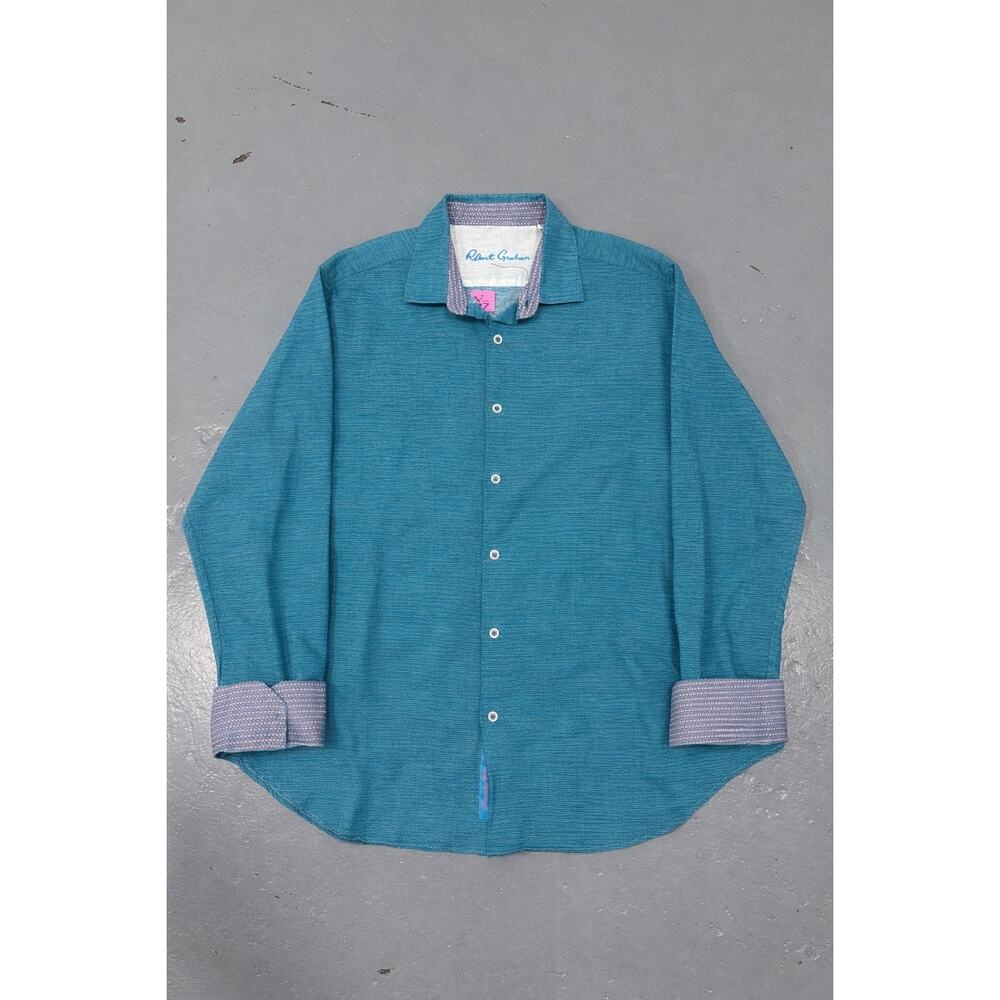 Robert Graham 2XL Teal Button Up Shirt Long‎ Sleeve Flip Cuff